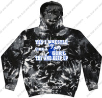 Load image into Gallery viewer, wrestling hoodie yes I wrestle like a girl try and keep up

