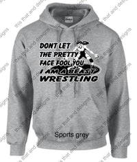 Load image into Gallery viewer, wrestling hoodie don&#39;t let the pretty face fool you
