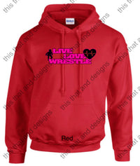 Load image into Gallery viewer, wrestling hoodie live love wrestle
