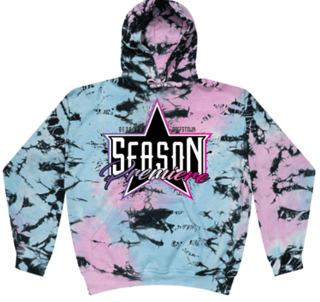 blue/pink/black Tie Dye Pull Over Hoodie