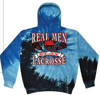 Load image into Gallery viewer, Real Men Play  Lacrosse Tie Dye Hoodie
