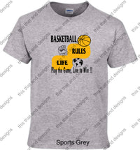 Load image into Gallery viewer, Basketball rules life play the game live to win
